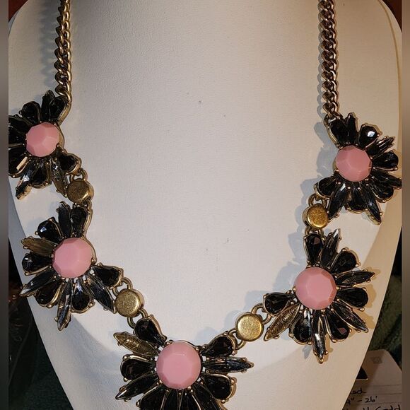 JCREW Gold Tone Rhinestone Statement Necklace 17"-20" Excellent condition - Picture 1 of 3